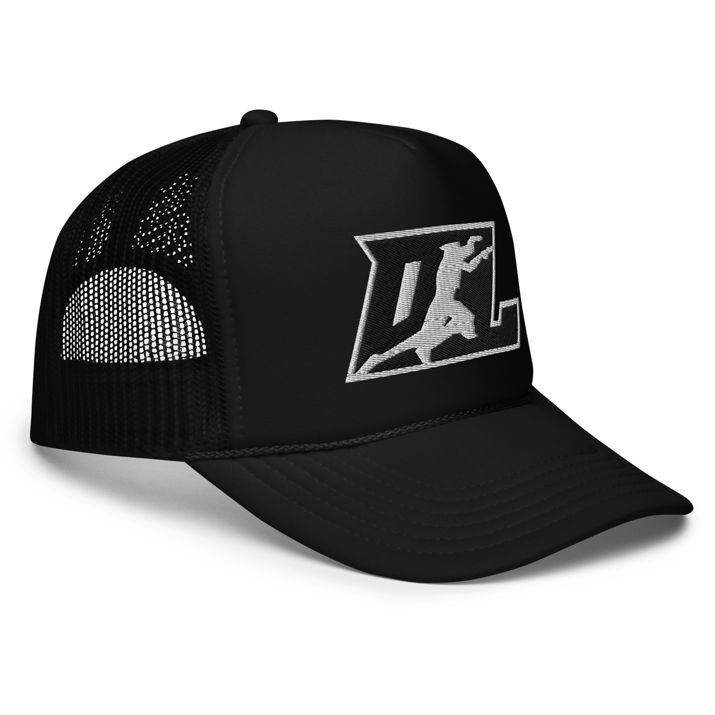 Trucker Cap Black with White Outline DL logo