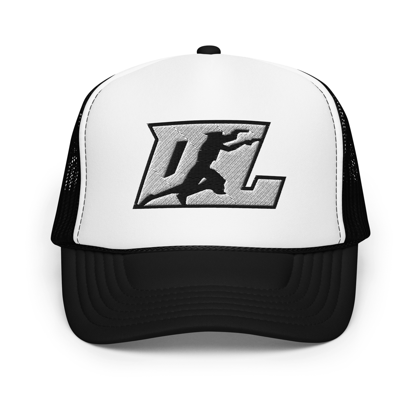 Trucker Cap White with Black Outline DL Logo