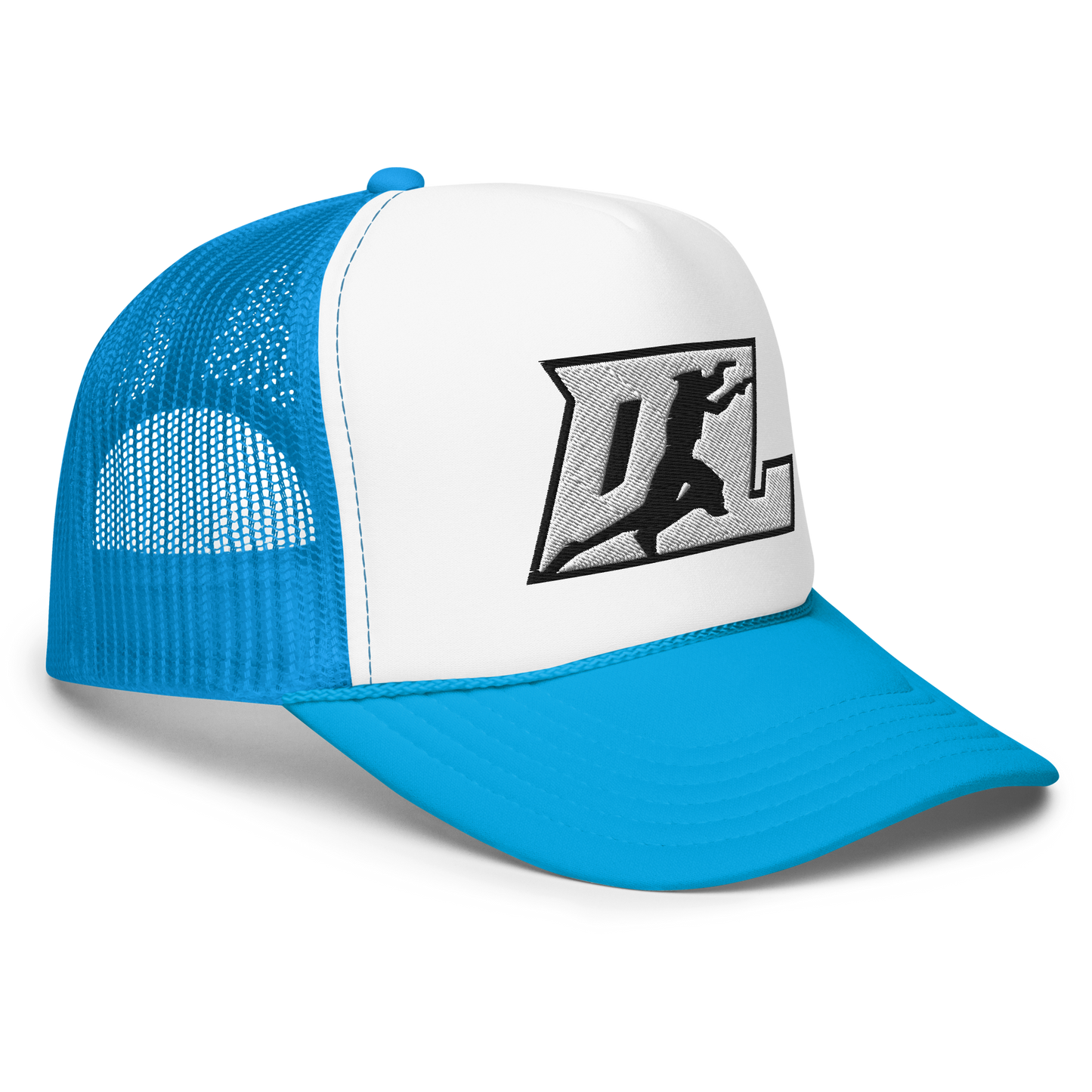 Trucker Cap White with Black Outline DL Logo