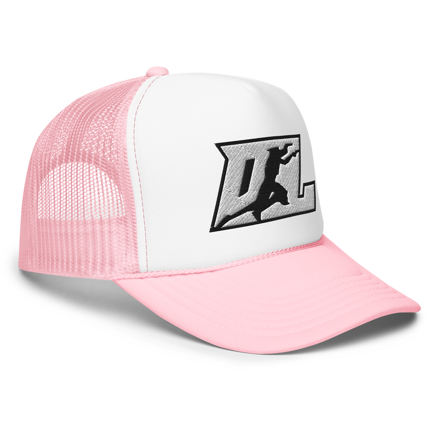 Trucker Cap White with Black Outline DL Logo