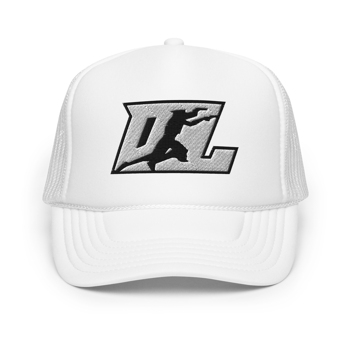 Trucker Cap White with Black Outline DL Logo