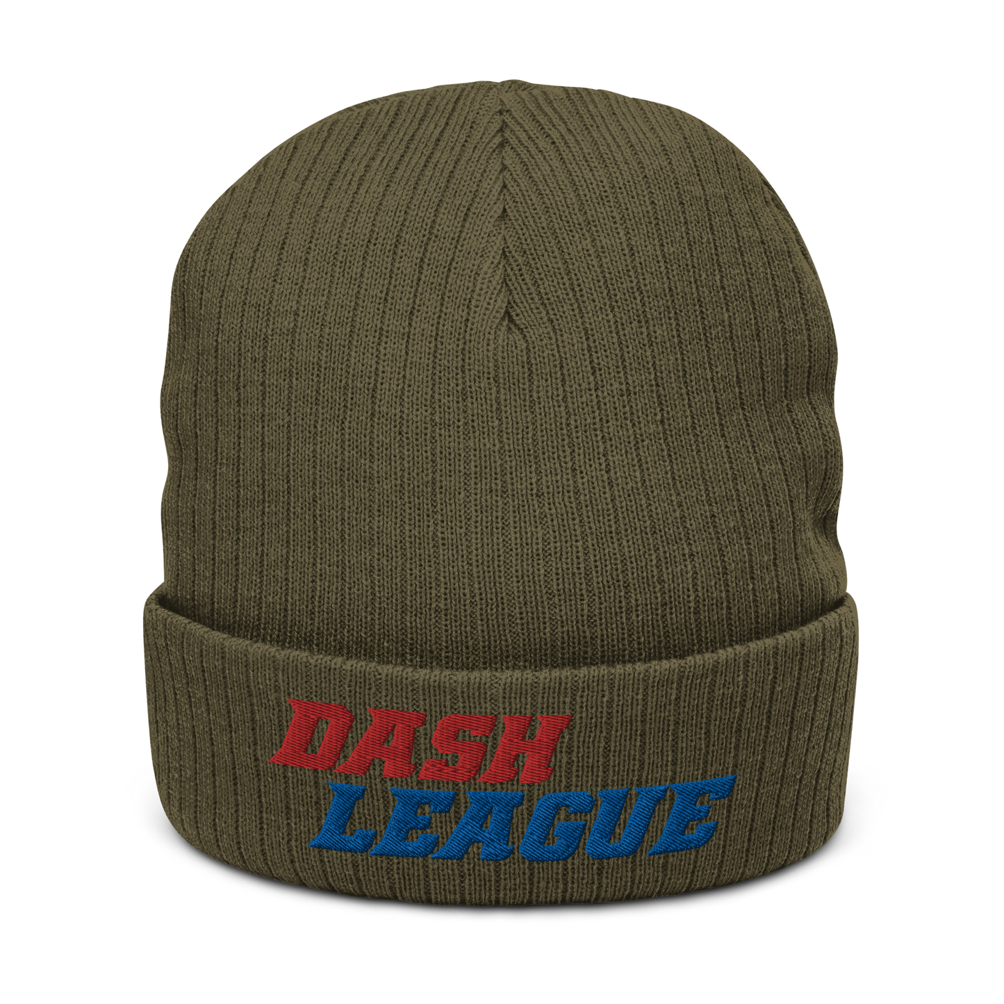 Ribbed Knit Beanie Color Text DL Logo