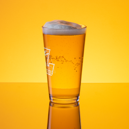 Pint Glass White Outline DL Logo