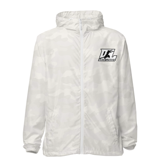 Windbreaker White with Black Outline DL Logo