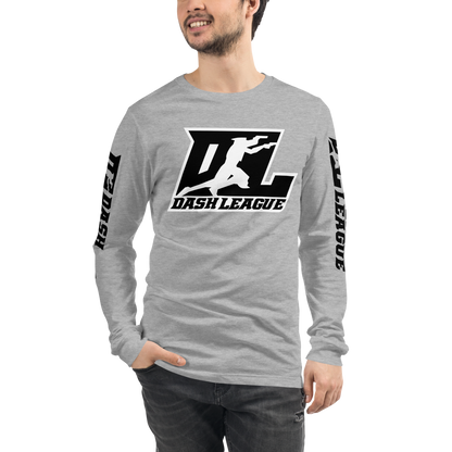 Long Sleeve Shirt Black with White Outline DL Logo (Front+Sleeves)