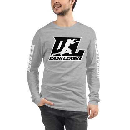 Long Sleeve Shirt White with Black Outline DL Logo (Front+Sleeves)