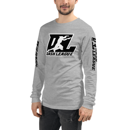 Long Sleeve Shirt Black with White Outline DL Logo (Front+Sleeves)