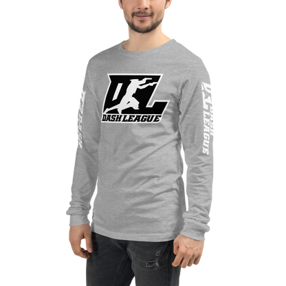 Long Sleeve Shirt White with Black Outline DL Logo (Front+Sleeves)