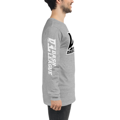 Long Sleeve Shirt White with Black Outline DL Logo (Front+Sleeves)