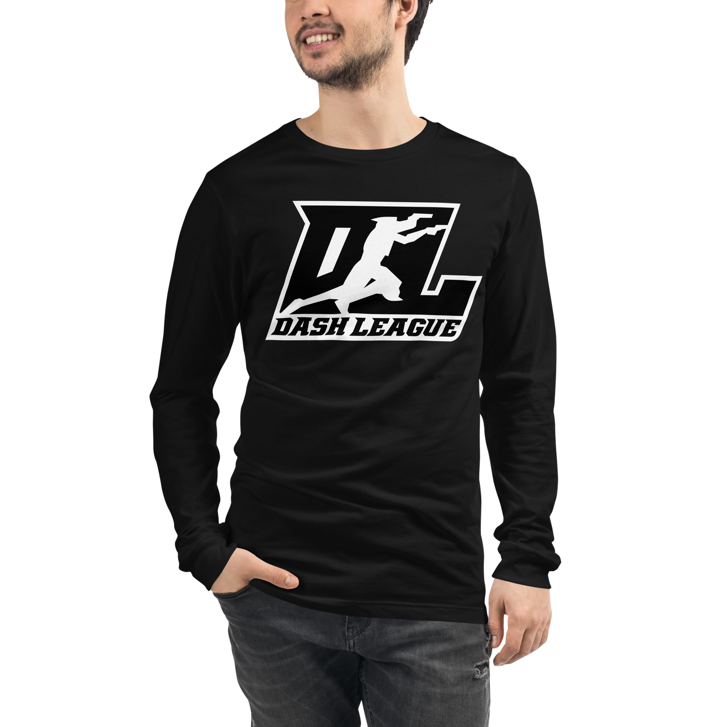 Long Sleeve Shirt Black with White Outline DL Logo