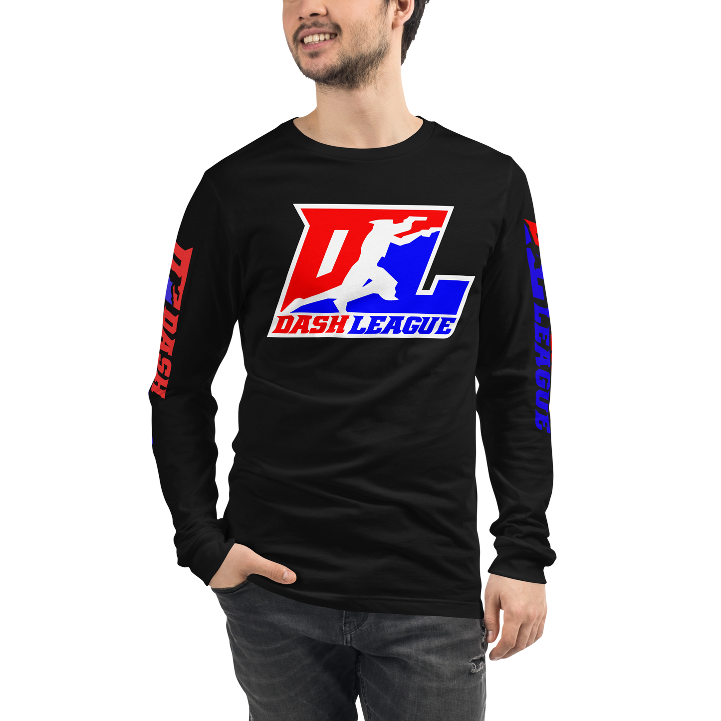 Long Sleeve Shirt Color with White Outline DL Logo (Front+Sleeves)