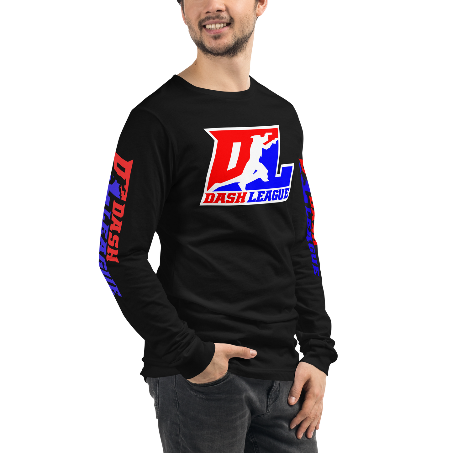 Long Sleeve Shirt Color with White Outline DL Logo (Front+Sleeves)