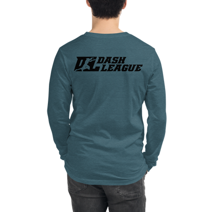 Long Sleeve Shirt White with Black Outline DL Logo (Front+Back)