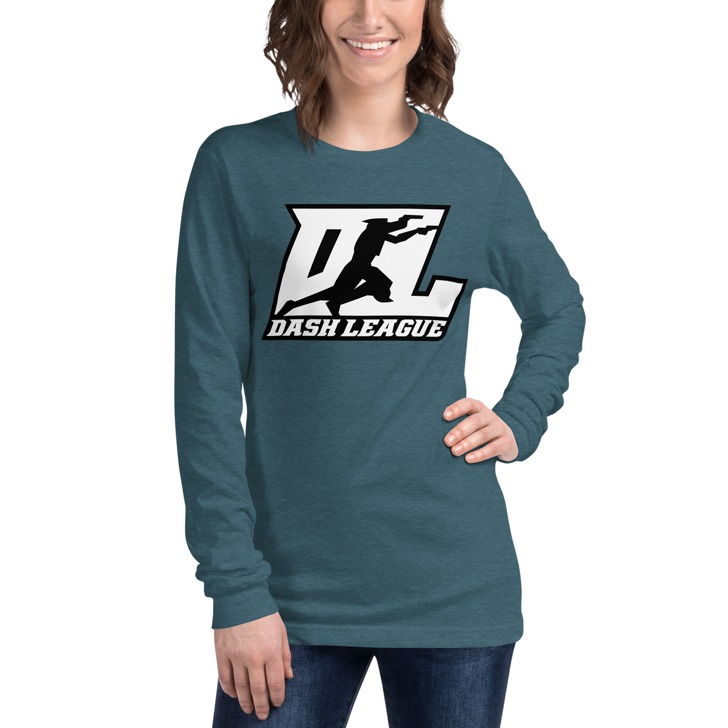 Long Sleeve Shirt White with Black Outline DL Logo