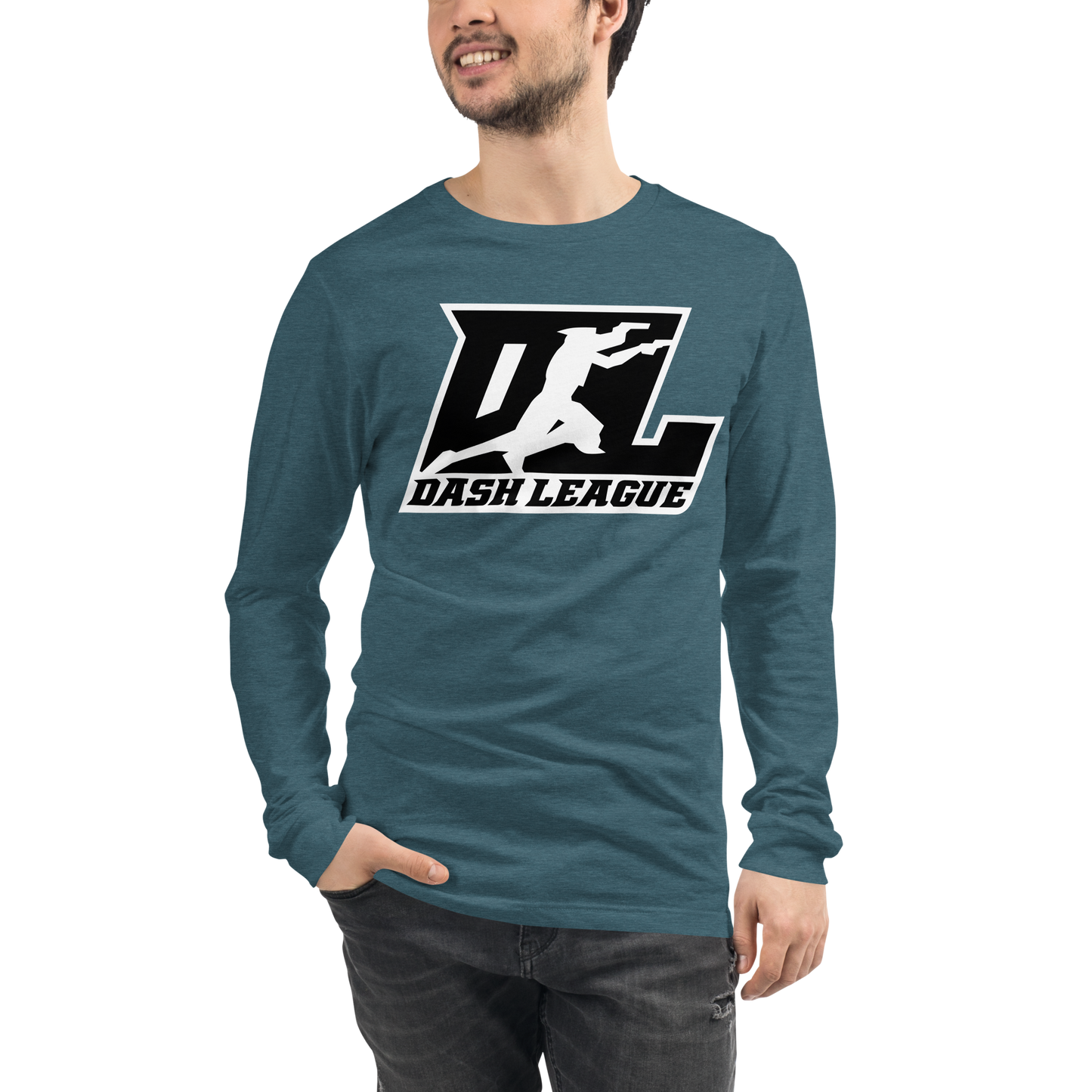 Long Sleeve Shirt Black with White Outline DL Logo (Front+Back)