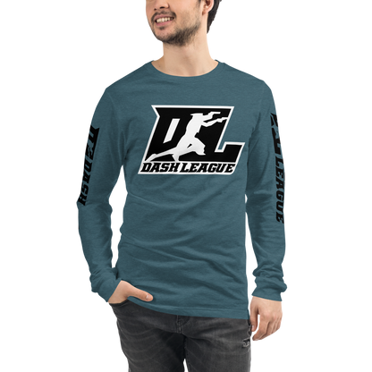 Long Sleeve Shirt Black with White Outline DL Logo (Front+Sleeves)