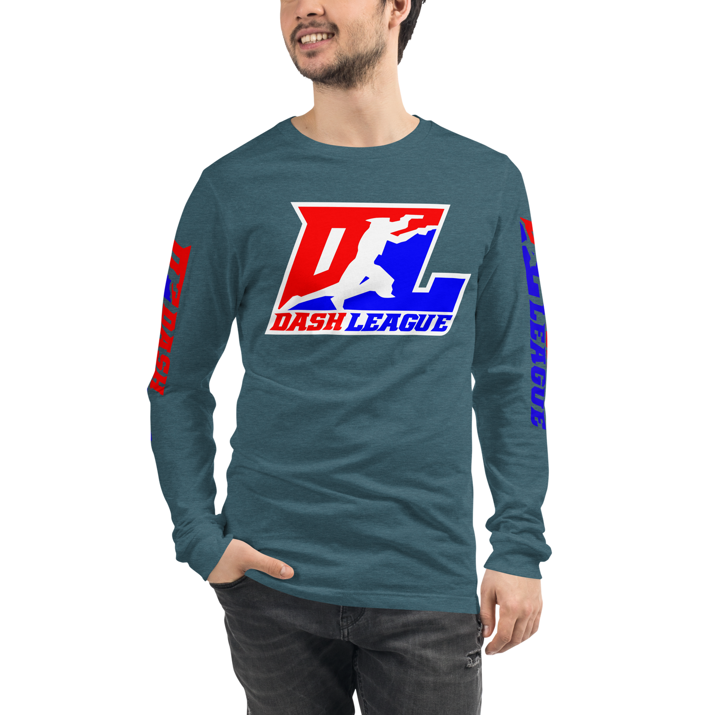 Long Sleeve Shirt Color with White Outline DL Logo (Front+Sleeves)