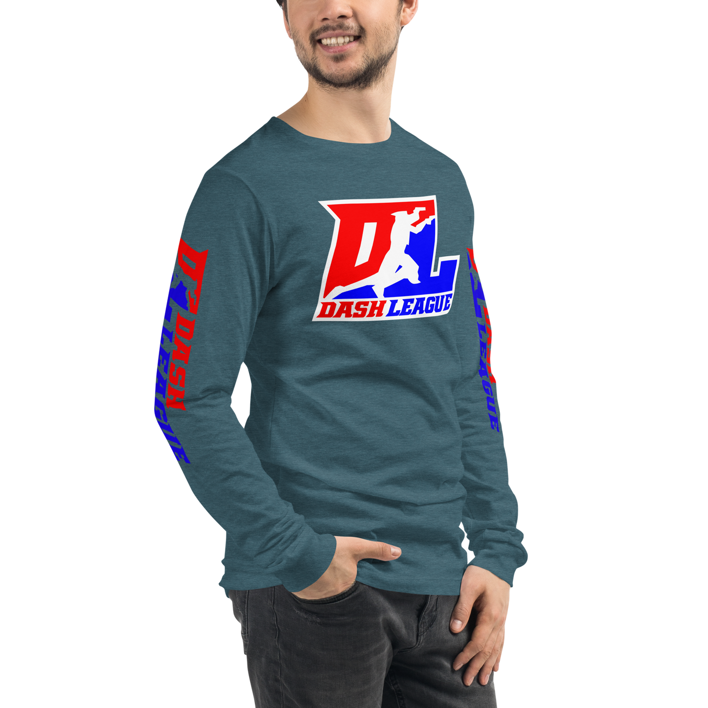 Long Sleeve Shirt Color with White Outline DL Logo (Front+Sleeves)