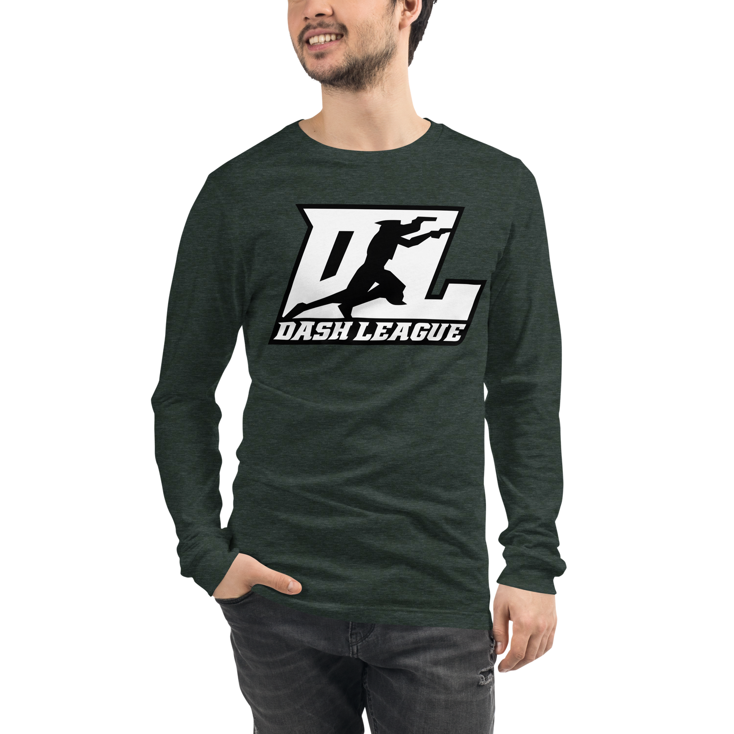 Long Sleeve Shirt White with Black Outline DL Logo (Front+Back)