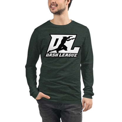 Long Sleeve Shirt White with Black Outline DL Logo (Front+Back)