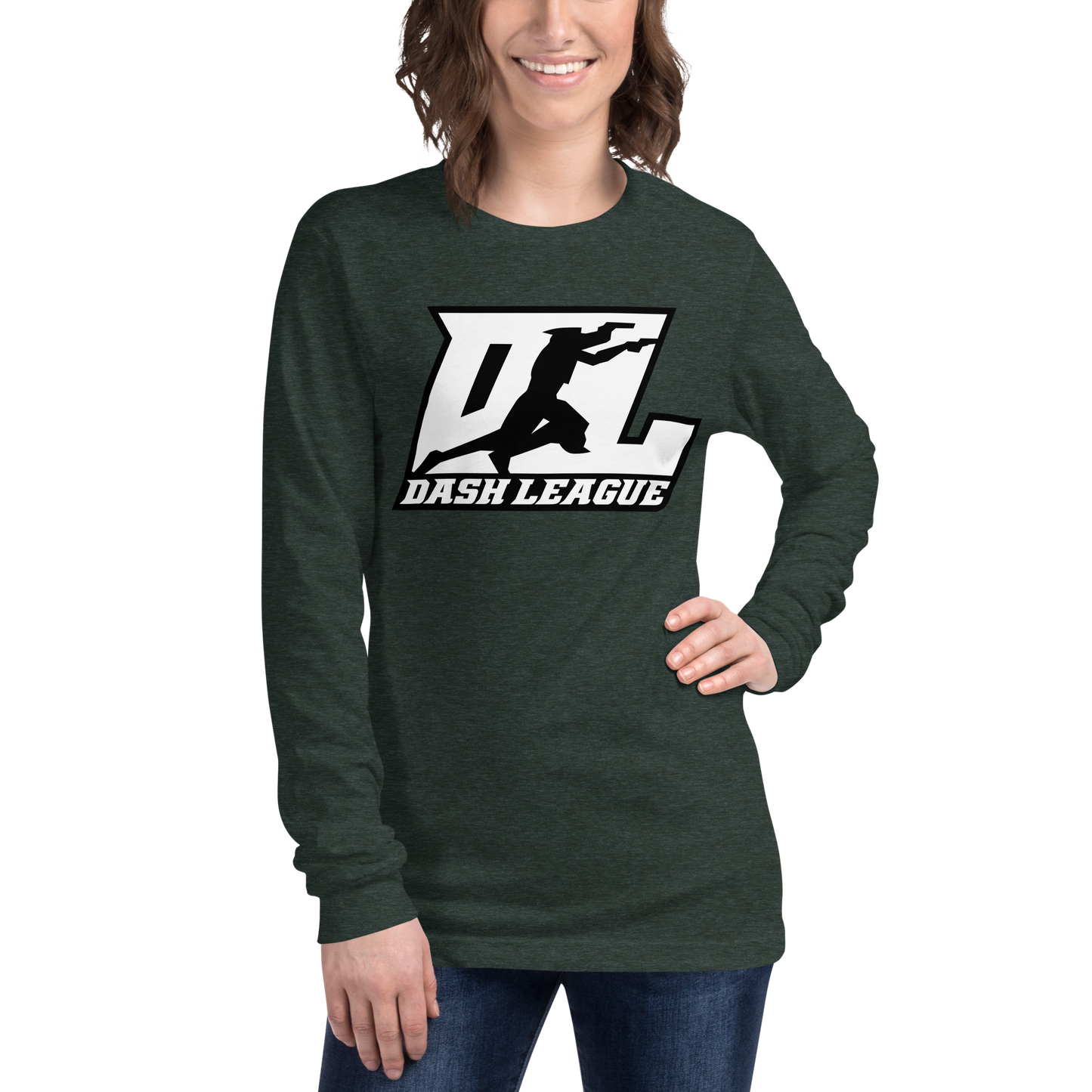 Long Sleeve Shirt White with Black Outline DL Logo