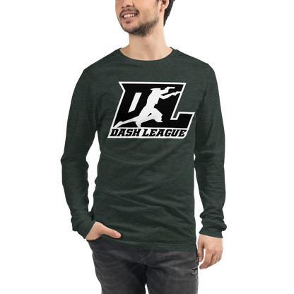 Long Sleeve Shirt Black with White Outline DL Logo (Front+Back)