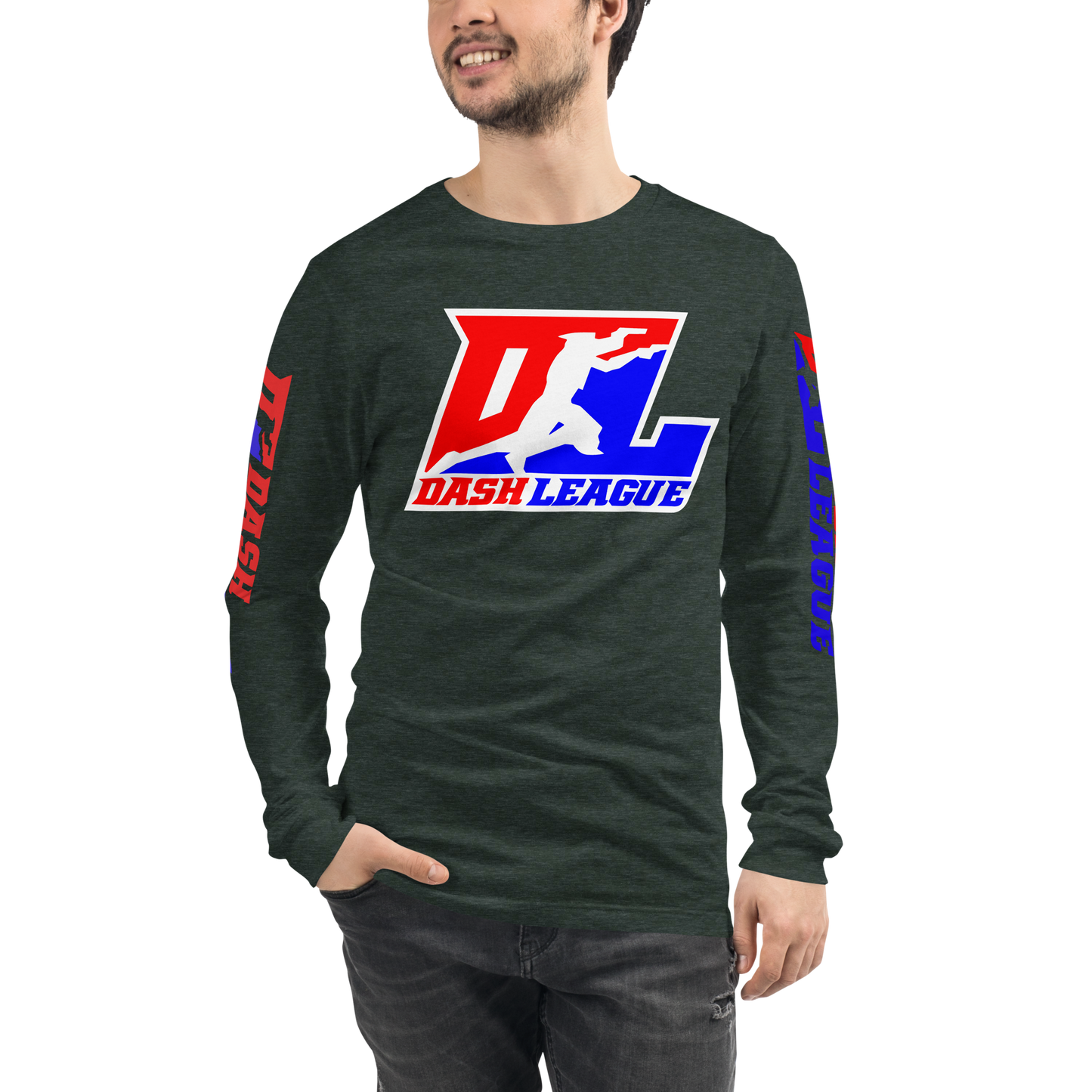 Long Sleeve Shirt Color with White Outline DL Logo (Front+Sleeves)