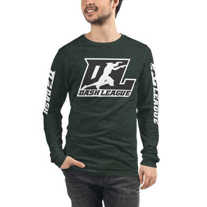 Long Sleeve Shirt White with Black Outline DL Logo (Front+Sleeves)