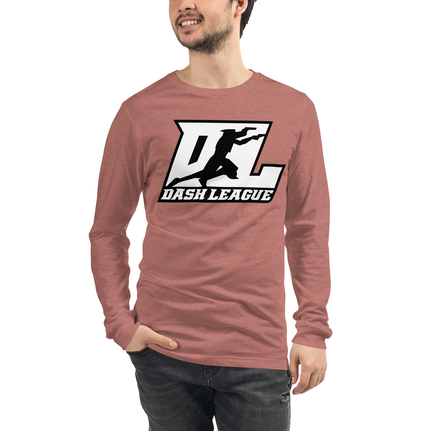 Long Sleeve Shirt White with Black Outline DL Logo (Front+Back)