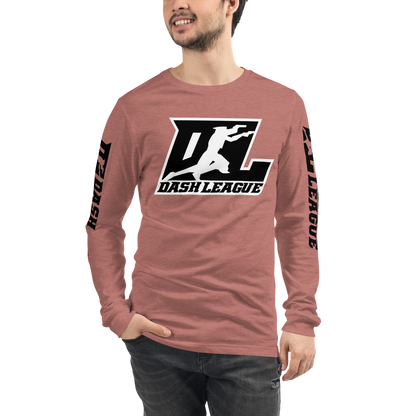 Long Sleeve Shirt Black with White Outline DL Logo (Front+Sleeves)