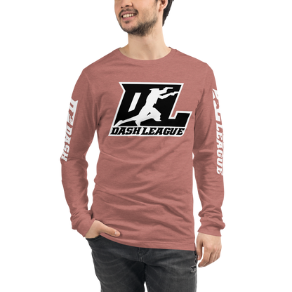 Long Sleeve Shirt White with Black Outline DL Logo (Front+Sleeves)