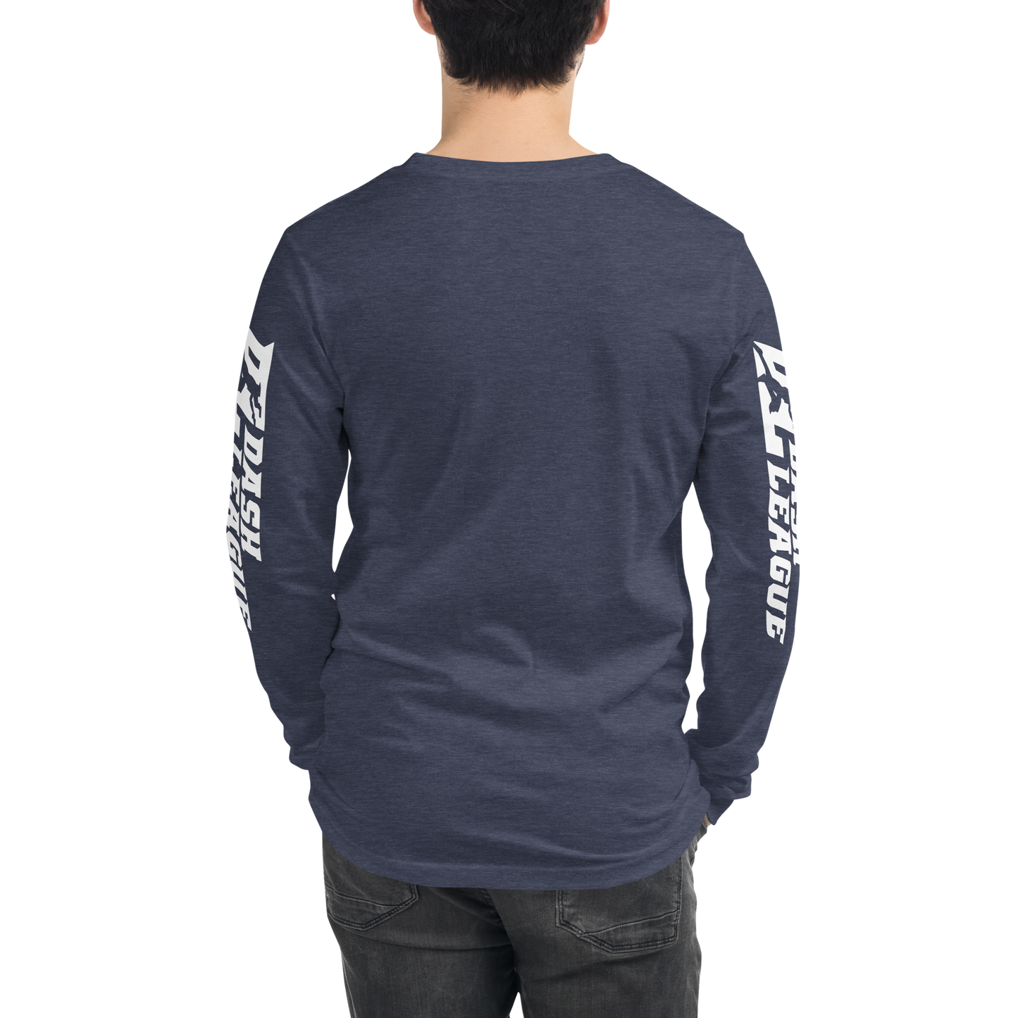 Long Sleeve Shirt White with Black Outline DL Logo (Front+Sleeves)