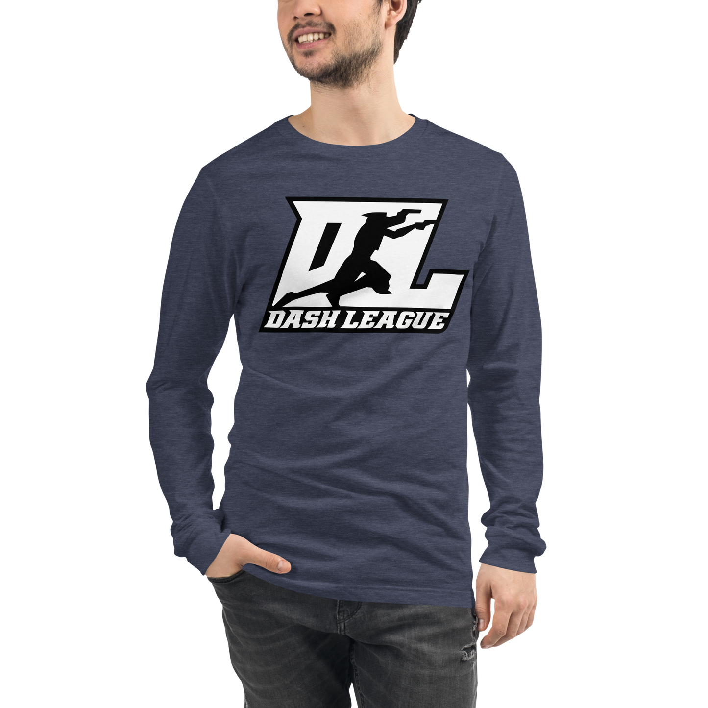 Long Sleeve Shirt White with Black Outline DL Logo (Front+Back)