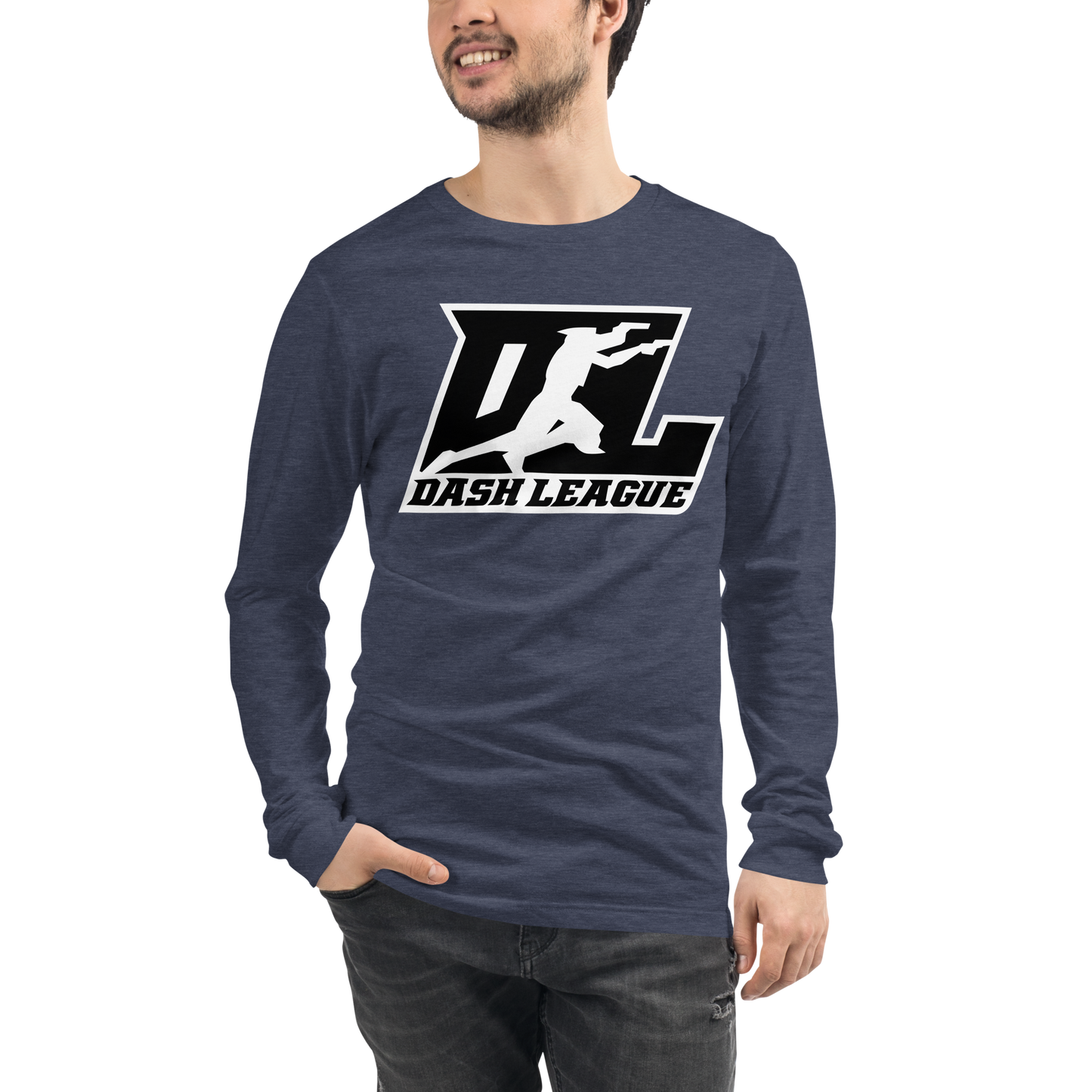 Long Sleeve Shirt Black with White Outline DL Logo (Front+Back)