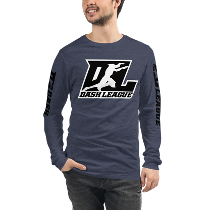 Long Sleeve Shirt Black with White Outline DL Logo (Front+Sleeves)