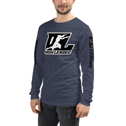 Long Sleeve Shirt Black with White Outline DL Logo (Front+Sleeves)