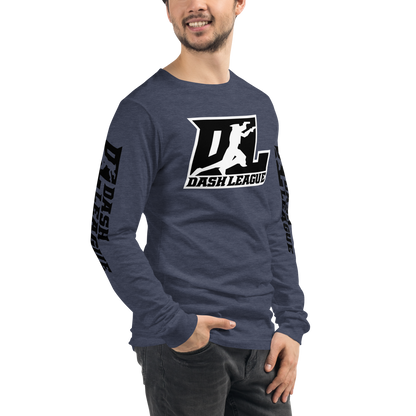 Long Sleeve Shirt Black with White Outline DL Logo (Front+Sleeves)