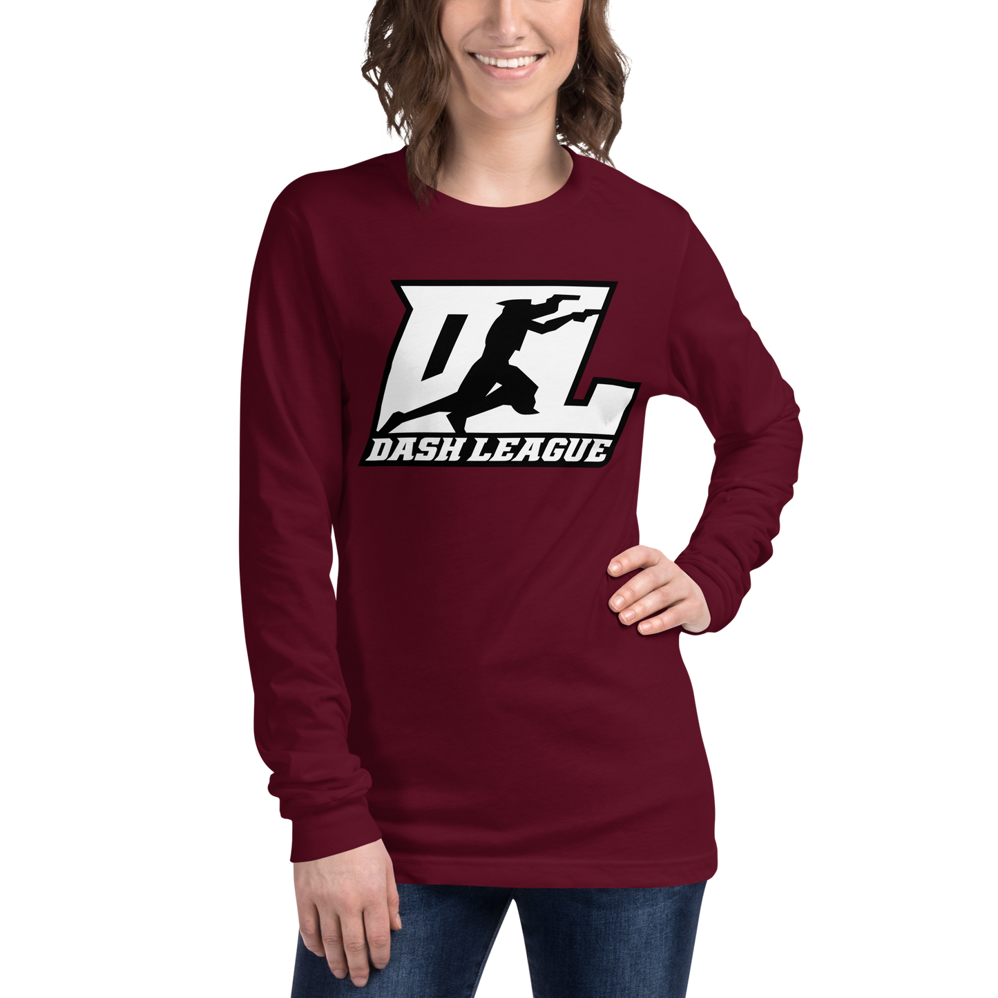 Long Sleeve Shirt White with Black Outline DL Logo