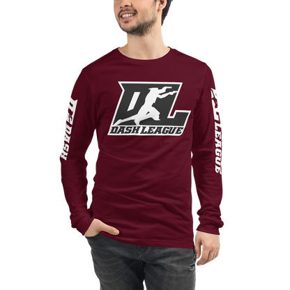 Long Sleeve Shirt White with Black Outline DL Logo (Front+Sleeves)