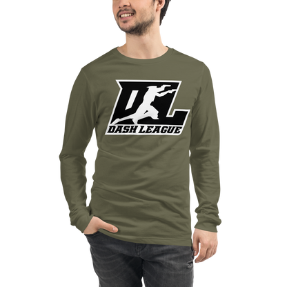 Long Sleeve Shirt Black with White Outline DL Logo (Front+Back)