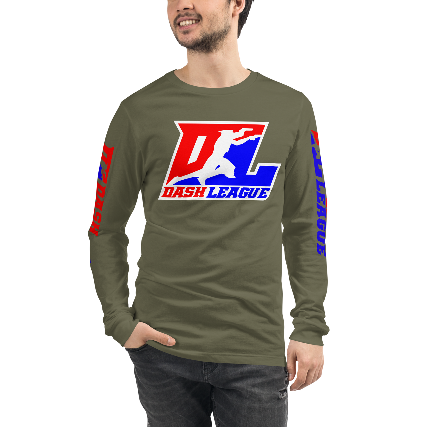 Long Sleeve Shirt Color with White Outline DL Logo (Front+Sleeves)