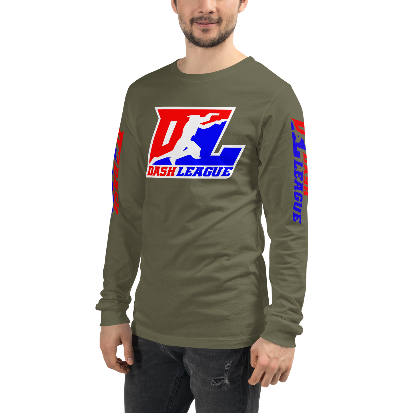 Long Sleeve Shirt Color with White Outline DL Logo (Front+Sleeves)