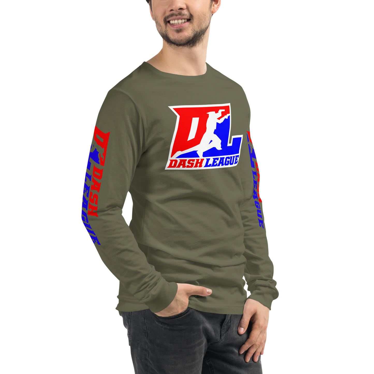 Long Sleeve Shirt Color with White Outline DL Logo (Front+Sleeves)