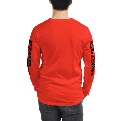 Long Sleeve Shirt Black with White Outline DL Logo (Front+Sleeves)