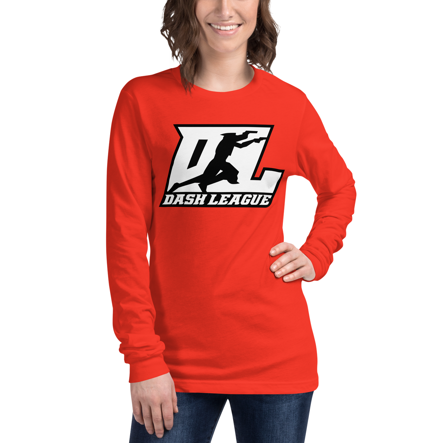 Long Sleeve Shirt White with Black Outline DL Logo