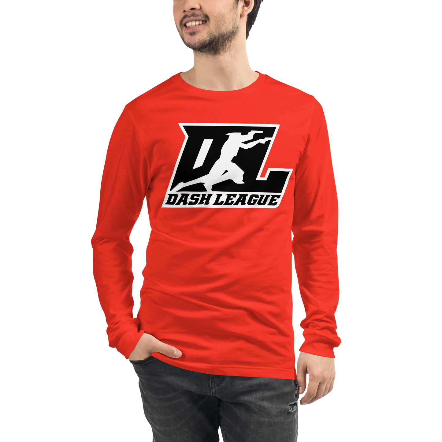 Long Sleeve Shirt Black with White Outline DL Logo (Front+Back)