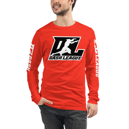 Long Sleeve Shirt White with Black Outline DL Logo (Front+Sleeves)