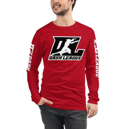 Long Sleeve Shirt White with Black Outline DL Logo (Front+Sleeves)