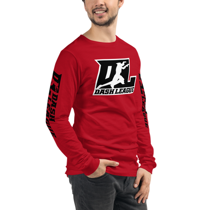 Long Sleeve Shirt Black with White Outline DL Logo (Front+Sleeves)