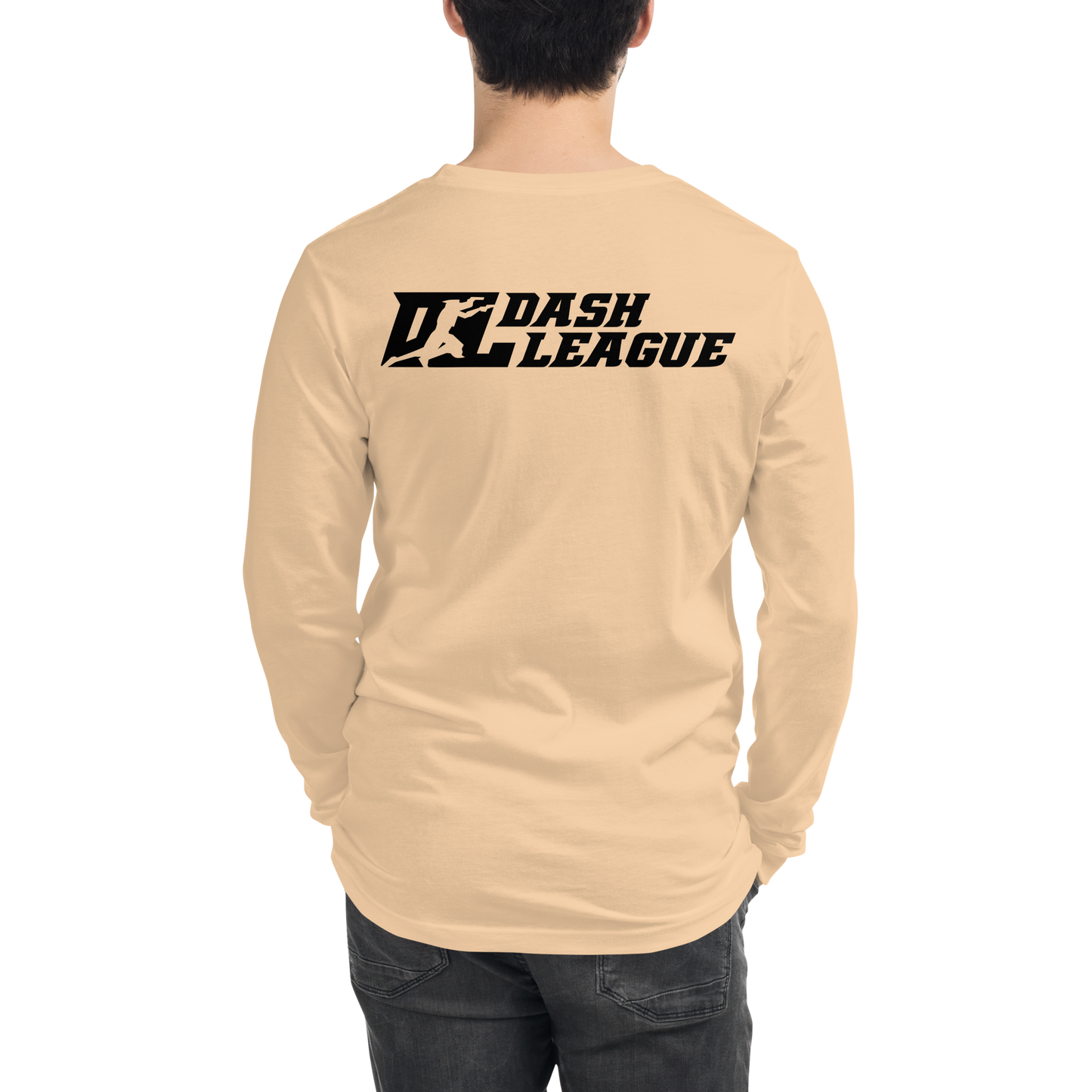 Long Sleeve Shirt White with Black Outline DL Logo (Front+Back)